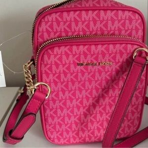 Michael Kors Pink Crossbody Bag with Monogram Design